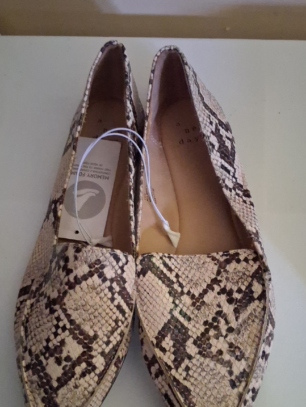 A New Day Pointed Toe Snake-Print Loafers - Neutral Snake